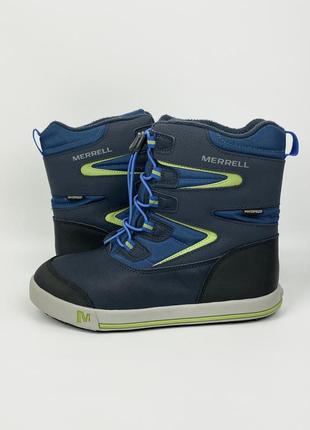 Зимові черевики merrell waterproof gore tex warm 200 gram mk266222 на утеплювачі теплі сині розмір 36