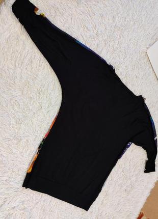 Стильная блузка с комбинированной спинкой из трикотажа и шелковым передом в принт/p.l-xl4 фото