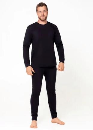 Хлопковый термокомплект на меху джемпер и кальсоны мужской комплект кофта и штаны на меху2 фото