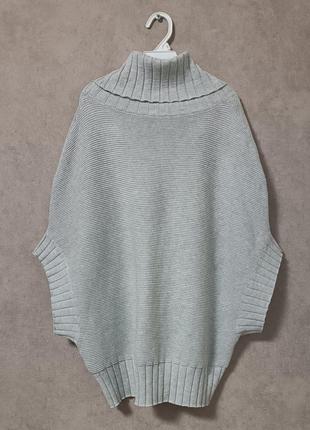 Серый свитер - жилетка с высоким горлом marble хлопок оверсайз2 фото