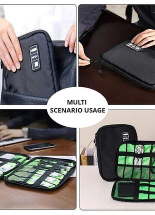 Дорожній органайзер чохол чорний для проводів зарядок кабелів флешок та іншого