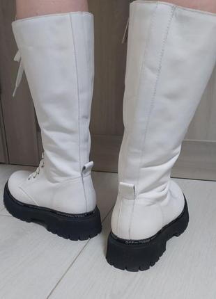Высокие зимние кожаные белые сапоги - ботинки vitto rossi, размер 404 фото
