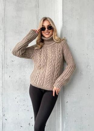 Жіночий светр з горловиною «косичка» 69/53/6 кофта в'язка  (42/ 46 оверсайз  розмір ) туреччина5 фото