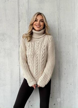 Жіночий светр з горловиною «косичка» 69/53/6 кофта в'язка  (42/ 46 оверсайз  розмір ) туреччина10 фото