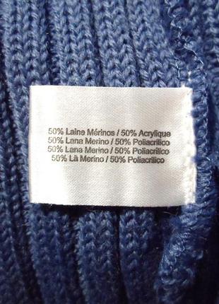 Пуловер синий с капюшоном (шерсть мериноса)5 фото
