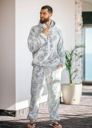 Теплая плюшевая мужская пижама