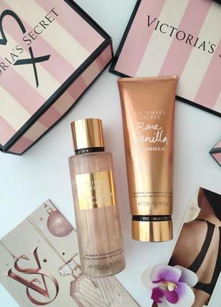 Спрей и лосьон от victoria's secret bare vanilla shimmer шиммер с блестками

парфуми крем