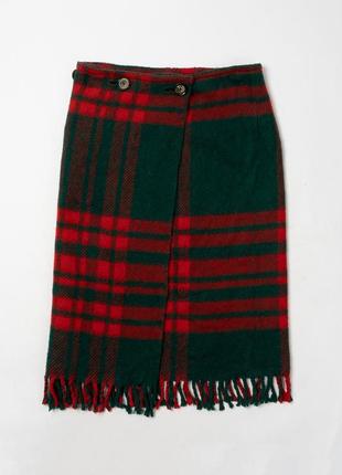 Vintage plaid wool skirt женская шерстяная юбка