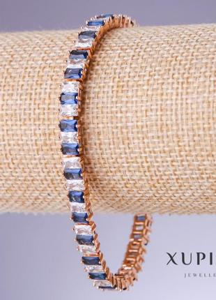 Браслет xuping с синими цирконами "сапфир" s-7мм l-18-20см позолота 18 до