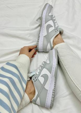 Nike dunk white grey9 фото