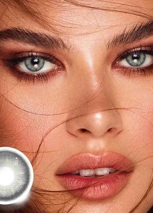 Сірі кольорові контактні лінзи для очей, чудове перекриття свого кольору + контейнер для зберігання