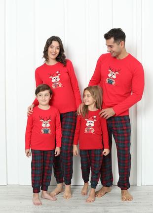 Дитяча піжама для хлопчика зі штанами - олень з подарунком - family look для родини2 фото