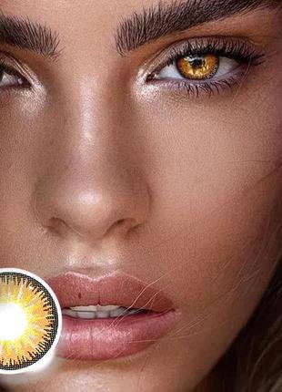 Яскраво-карі кольорові контактні лінзи для очей, чудове перекриття свого кольору + контейнер для зберігання