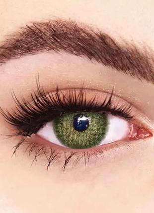 Зелені кольорові контактні лінзи для очей, чудове перекриття свого кольору.  + контейнер для зберігання.2 фото