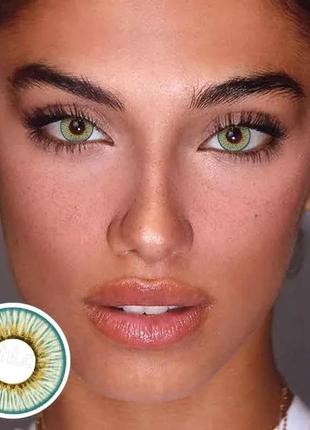 Яскраво-зелені кольорові контактні лінзи для очей, чудове перекриття свого кольору + контейнер для зберігання