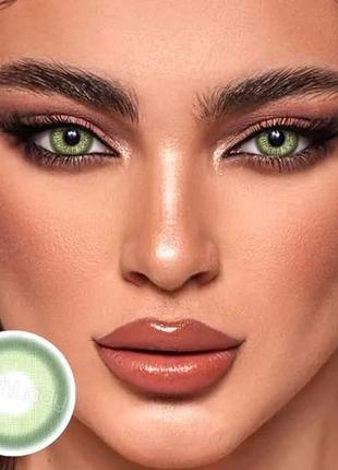 Яскраво-зелені кольорові контактні лінзи для очей, чудове перекриття свого кольору + контейнер для зберігання