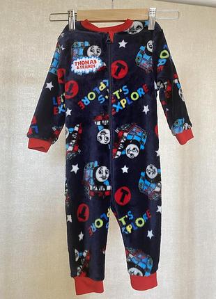 Махровий халат теплий флісовий чоловічок комбінезон паровозик томас