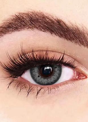 Темно-серые цветные контактные линзы для глаз, отличное перекрытие своего цвета + контейнер для хранения.