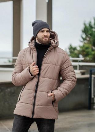 Тепла куртка утеплювач силікон 250 легка та теплюща зимова зима якісна туреччина дешево оверсайз з капюшоном чорна бежева беж оливка5 фото