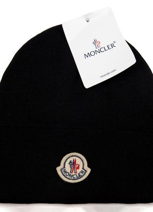 Шапка черная вязаная женская мужская moncler шапка монклер унисекс зимняя