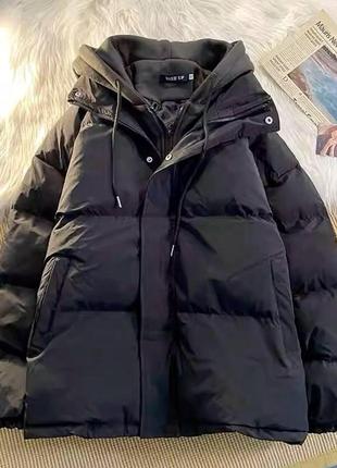 Женская теплая длинная куртка-пуховик со вшитым капюшоном размеры 42-52