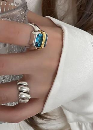 Регулируемое женское кольцо из s925 пробы серебра с камнями цирконий посеребрение блестящее необычная стиль мода тренд подарок4 фото
