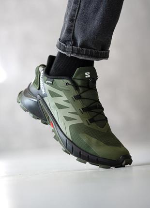 Мужские кроссовки salomon supercross 4 gtx olive хаки