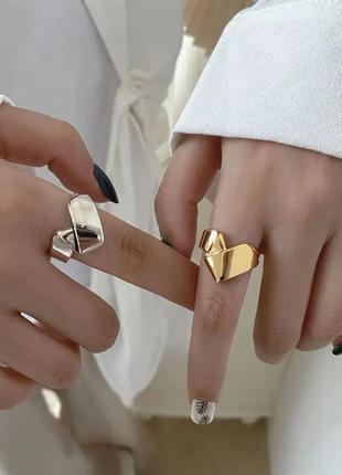 Регулируемое кольцо из s925 пробы серебра в форме сердца золото серебро, украшения, подарок акция скидка тренд стиль
