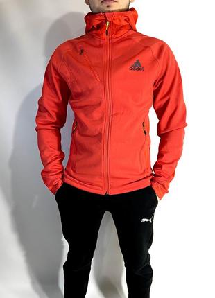 Зіп худі кофта спортивна  з капюшоном adidas червона оригінал8 фото