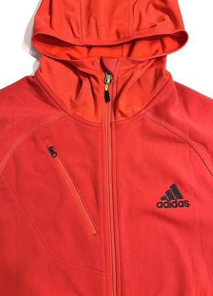Зіп худі кофта спортивна  з капюшоном adidas червона оригінал4 фото