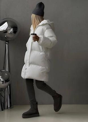 Женская дутая куртка на холодную зиму до -20 белый от 42 до 52 р.3 фото