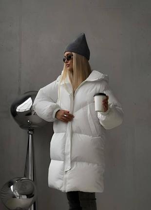 Жіноча дута куртка на холодну зиму до -20 білий від 42 до 52 р.7 фото