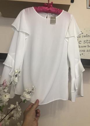 Нарядная шифоновая белая блузка, женская блуза шифоновая3 фото