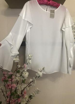 Нарядная шифоновая белая блузка, женская блуза шифоновая4 фото