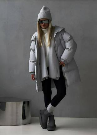 Женская дутая куртка на холодную зиму до -20 серый от 42 до 52 р.4 фото