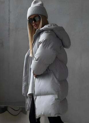 Женская дутая куртка на холодную зиму до -20 серый от 42 до 52 р.2 фото