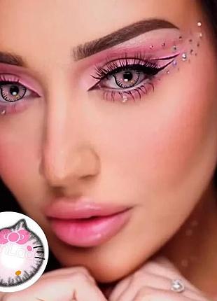 Рожеві kitty pink контактні лінзи для очей, чудове перекриття свого кольору + контейнер для зберігання