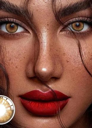 Карие с окантовкой контактные линзы для глаз, отличное перекрытие своего цвета + контейнер для хранения.