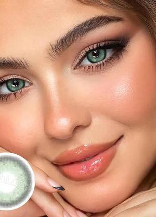 Зелені кольорові контактні лінзи для очей, чудове перекриття свого кольору + контейнер для зберігання