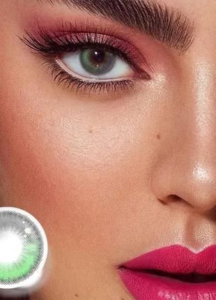 Зелені кольорові контактні лінзи для очей, чудове перекриття свого кольору + контейнер для зберігання