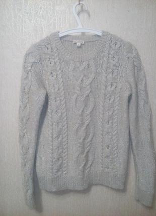 Теплый свитер кофта с косами, в составе шерсть4 фото