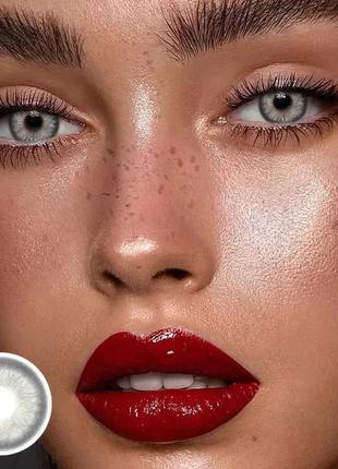 Сірі кольорові контактні лінзи для очей, чудове перекриття свого кольору + контейнер для зберігання