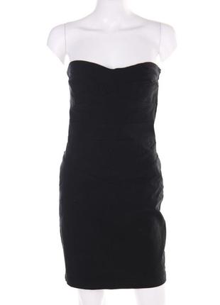 Zara черное базовое бандажное платье мини по фигуре2 фото