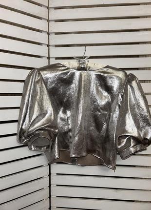 Шикарна блуза zara металік metallic l - xl3 фото