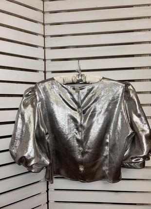 Шикарна блуза zara металік metallic l - xl4 фото