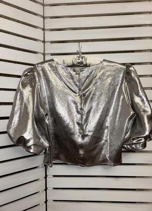 Шикарна блуза zara металік metallic l - xl5 фото