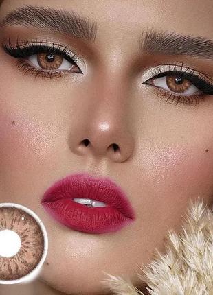 Яскраво-карі кольорові контактні лінзи для очей, чудове перекриття свого кольору + контейнер для зберігання