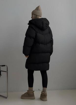 Жіноча дута куртка на холодну зиму до -20 чорний від 42 до 52 р.4 фото