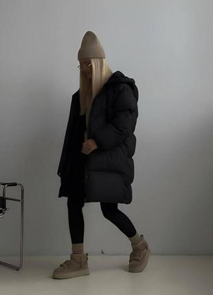 Женская дутая куртка на холодную зиму до -20 черный от 42 до 52 р.2 фото