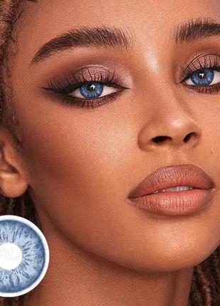 Яскраво-сині лінзи для очей, чудове перекриття свого кольору + контейнер для зберігання